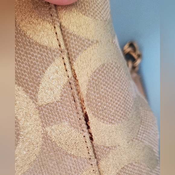 EUC Excellent Pre-Loved Gold Brocade Coach Hand Bag, Immaculate Interior - Picture 9 of 15